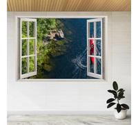Stickers Muraux Art 3D Brisé Bateau Nature Paysage Autocollants muraux amovibles Papier peint chambre pour filles enfants chambre décor à la maison cadeau 50x87cm