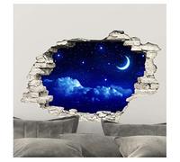 Stickers muraux Chambre Adulte - Adhesif Mural Effet 3D | Sticker Mural - Autocollant Mural Ciel & Lune - Stickers Muraux Cuisine - Décoration Murale Trompe l'œil Salon - Autocollants Muraux 60x90cm