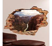 Stickers muraux Chambre Adulte - Adhesif Mural Effet 3D | Sticker Mural - Autocollant Mural Grand Canyon - Stickers Muraux Cuisine - Décoration Murale Trompe l'œil Salon - 60x90cm
