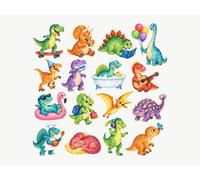 Stickers Muraux Chambre Enfant Dinosaures Rigolos, lot de 16, Skateboard, Pizza, Guitare, Canard de Bain, Matelas Gonflable, autocollants repositionnables, 150 x 150 cm