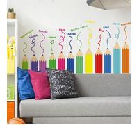 Stickers Muraux Crayons de couleurs Autocollants muraux Crayons éducatifs Mural Stickers pour enfants Filles Garçons Chambre Crèche