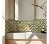 Stickers Muraux Cuisine 15x15 cm Motif Vert Beige Credence Adhesive pour Cuisine Imperméable Stickers Carrelage Décoration Carrelage Adhesif Mural Salle de Bain 20 Pièces
