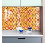 Stickers Muraux Cuisine 20x20 cm Maroc Orange Jaune Stickers Cuisine Imperméable Credence Adhesive pour Cuisine Carrelage Adhesif Mural Salle de Bain Décoration Stickers Carrelage 10 Pièces