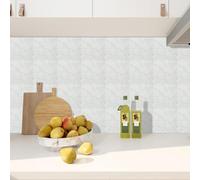 Stickers Muraux Cuisine Brique Blanche Marbre Dalle PVC Adhesive Murale Imperméable Meuble Cheminée Entoure Carrelage Adhesif Sol Decoration Credence Adhesive pour Cuisine 10x10 cm/10 pièces