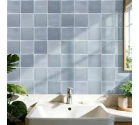 Stickers Muraux Cuisine Brique Bleue Grise Dalle PVC Adhesive Murale Imperméable Meuble Cheminée Entoure Carrelage Adhesif Sol Decoration Credence Adhesive pour Cuisine 10x10 cm/10 pièces