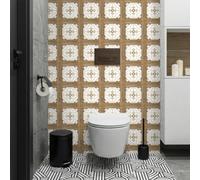 Stickers Muraux Cuisine Fleur De Bois Vintage Credence Adhesive pour Cuisine Imperméable Dalle PVC Adhesive Murale pour Chambre Placard Stickers Muraux Salle de Bain 20x20 cm/ 5 pcs