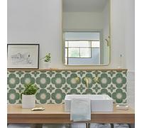 Stickers Muraux Cuisine Matcha Vert Beige Stickers Cuisine Credence Adhesive pour Cuisine Stickers Cuisine Mural Autocollant Cuisine Stickers Carrelage Dalle pvc Adhesive Murale 20x20cm/20 pcs