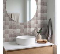 Stickers Muraux Cuisine Mosaïque En Marbre Rose Carreaux Adhesif Cuisine | 6 Pièces Dalle pvc Adhesive Sol 15cm x 30cm, Credence Adhesive Salle de Bain, Décoration à la Maison