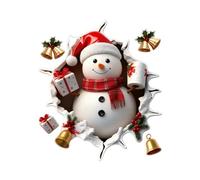 Stickers Muraux De Noëls, 3D Noëls Break Through Wall Stickers, Mignons Bonhomme Neige Renne Père N-oël Décorations Mural Sticker, Dessin Animé Père N-oël Décoration Murale N-oëls Sticker Fenêtre