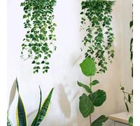 Stickers muraux de plantes vertes de styles multiples, stickers muraux de lianes et feuilles vertes, stickers muraux de fleurs roses à l'aquarelle et d'oiseaux, art mural décoratif de lianes et feuill