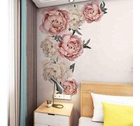 Stickers muraux décoratifs Pivoine Fleur modèle Stickers muraux Papier Peint Floral Art Applique Chambre décoration Fond Autocollant Home Decor, Fleurs Wall Sticker Pivoine Rose.