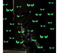 Stickers muraux d'Halloween phosphorescents avec 54 paires d'yeux maléfiques conçus pour une application réutilisable sur des surfaces lisses (vert)