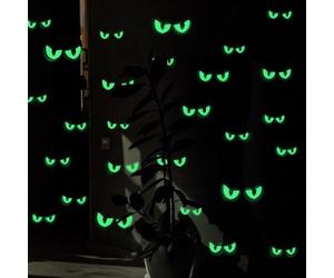 Stickers muraux d'Halloween phosphorescents avec 54 paires d'yeux maléfiques conçus pour une application réutilisable sur des surfaces lisses (vert)