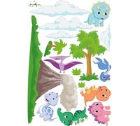 Stickers muraux – Dinosaures et volcan – Autocollants – 165 x 110 cm