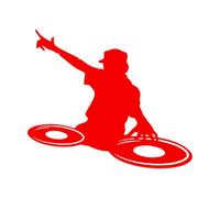 Stickers muraux DJ Music Youth Dee Jay Night Clubs Disco 36x40.3cm Personnalisation personnalisée Petit Red