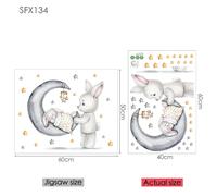 Stickers muraux éléphant girafe pour enfants décoration murale bébé vinyle motif animal décalcomanies murales en forme de lune pour chambre d'enfants chambres d'enfants~0242