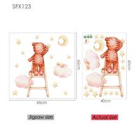 Stickers muraux éléphant girafe pour enfants décoration murale bébé vinyle motif animal décalcomanies murales en forme de lune pour chambre d'enfants chambres d'enfants~0246