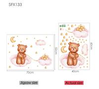 Stickers muraux éléphant girafe pour enfants décoration murale bébé vinyle motif animal décalcomanies murales en forme de lune pour chambre d'enfants chambres d'enfants~0237