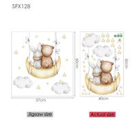Stickers muraux éléphant girafe pour enfants décoration murale bébé vinyle motif animal décalcomanies murales en forme de lune pour chambre d'enfants chambres d'enfants~0235