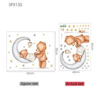 Stickers muraux éléphant girafe pour enfants décoration murale bébé vinyle motif animal décalcomanies murales en forme de lune pour chambre d'enfants chambres d'enfants~0236