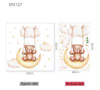 Stickers muraux éléphant girafe pour enfants décoration murale bébé vinyle motif animal décalcomanies murales en forme de lune pour chambre d'enfants chambres d'enfants~0239