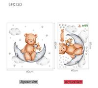 Stickers muraux éléphant girafe pour enfants décoration murale bébé vinyle motif animal décalcomanies murales en forme de lune pour chambre d'enfants chambres d'enfants~0240