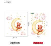Stickers muraux éléphant girafe pour enfants décoration murale bébé vinyle motif animal décalcomanies murales en forme de lune pour chambre d'enfants chambres d'enfants~0248