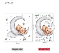 Stickers muraux éléphant girafe pour enfants décoration murale bébé vinyle motif animal décalcomanies murales en forme de lune pour chambre d'enfants chambres d'enfants~0245