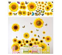 Stickers Muraux en Bouquet de Tournesols - Wanfoou Décor Créatif de Fleurs Jaunes pour Salon, Chambre, Cuisine ou Pépinière - Art Décoratif et Déco Maison Moderne