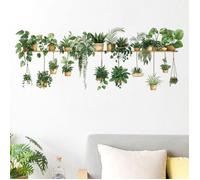 Stickers muraux en forme de panier de plantes vertes, décoration murale pour la cuisine, le salon, la salle à manger et la chambre.
