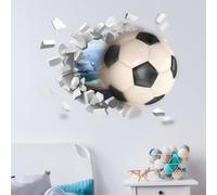 Stickers muraux en vinyle amovibles en forme de ballon de football 3D brisé