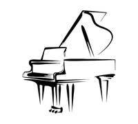 Stickers muraux en vinyle Motif de piano musical Music Studio Paino Set 34x37.9cm Plusieurs tailles disponibles Noir