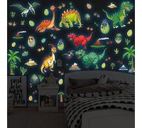Stickers Muraux Enfant Dinosaures Lumineuses Autocollant Muraux Lumineux Dinosaure Autocollant Amovible Sticker Mural Dinosaures pour Enfant Garçons Fille Bébé Chambres Plafond Décoration Bleu