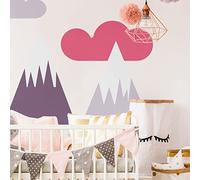 Stickers muraux Enfants - Décoration Chambre bébé - Autocollant Sticker Mural géant Enfant Montagnes scandinaves LOKA - 110x165cm