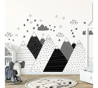 Stickers muraux Enfants - Décoration Chambre bébé - Autocollant Sticker Mural géant Enfant Montagnes scandinaves SASKA - 90x135cm