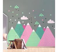 Stickers muraux Enfants - Décoration Chambre bébé - Autocollant Sticker Mural géant Enfant Montagnes scandinaves Dika - 110x165cm