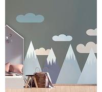 Stickers muraux Enfants - Décoration Chambre bébé - Autocollant Sticker Mural géant Enfant Montagnes scandinaves JENKA - 90x135cm