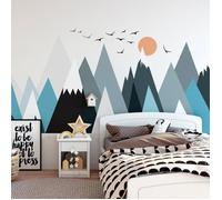 Stickers muraux enfants - Décoration chambre bébé - Autocollant Sticker mural géant enfant montagnes scandinaves PARKA - 90x135cm