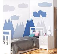Stickers muraux Enfants - Décoration Chambre bébé - Autocollant Sticker Mural géant Enfant Montagnes scandinaves LINKA - 70x105cm