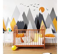 Stickers muraux Enfants - Décoration Chambre bébé - Autocollant Sticker Mural géant Enfant Montagnes scandinaves Alaska - 40x60cm