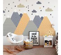 Stickers muraux pour chambre d'enfant – Décoration de chambre de bébé – Grand sticker mural pour chambre d'enfant, montagnes scandinaves, JIKA – 90 x 135 cm