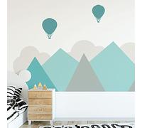 Stickers muraux Enfants - Décoration Chambre bébé - Autocollant Sticker Mural géant Enfant Montagnes scandinaves Oslo - 110x135cm