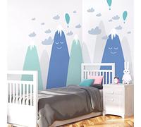 Stickers muraux Enfants - Décoration Chambre bébé - Autocollant Sticker Mural géant Enfant Montagnes scandinaves Haruka - 60x90cm