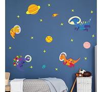Stickers muraux enfants - Decoration chambre bébé - Sticker mural chambre enfant - Autocollant mural dinosaures dans l'espace - H60 x L90 cm