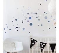 Stickers muraux enfants - Decoration chambre bébé - Stickers muraux enfant - Sticker mural 100 ronds bleus - Autocollant mural fille - H30x L40 cm