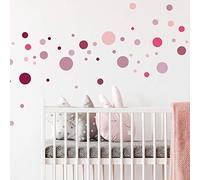 Stickers muraux enfants - Decoration chambre bébé - Stickers muraux enfant - Sticker mural 100 ronds roses - Autocollant mural fille - H30x L40 cm