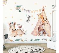 Stickers muraux enfants - Decoration chambre bébé - Stickers muraux enfant - Sticker mural Animaux des bois bucoliques - Autocollant mural géant Animaux - H135 x L120 cm