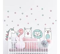 Stickers muraux enfants - Decoration chambre bébé - Stickers muraux enfant - Sticker mural scandinave - Autocollant mural Animaux Grands Dormeurs - H120 x L180 cm