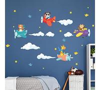 Stickers muraux enfants - Decoration chambre bébé - Stickers muraux enfant - Sticker mural scandinave - Autocollant mural Animaux en plein vol - H60 x L90 cm