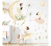 Stickers Muraux Enfants,Dessin Animé Lune Étoile Danse Fille Stickers Muraux Pour Enfants Chambre Pépinière Décor Danse Studio Stickers Muraux Décor À La Maison Papier Peint Art Mural